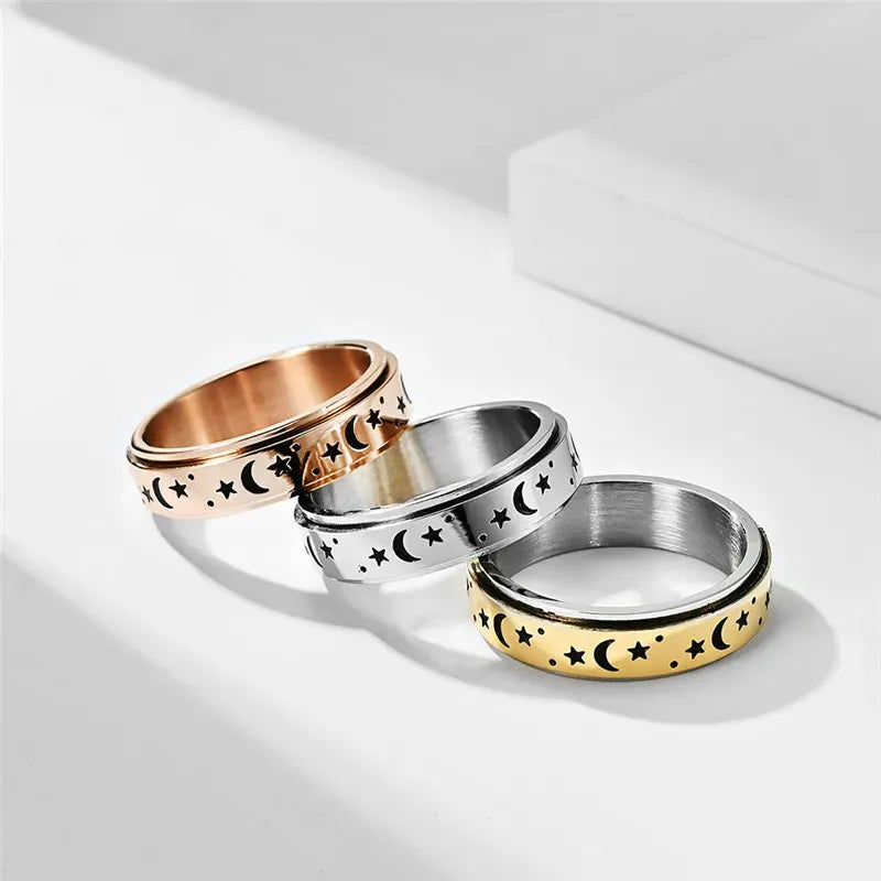 Moon and Star Anxiety Ring