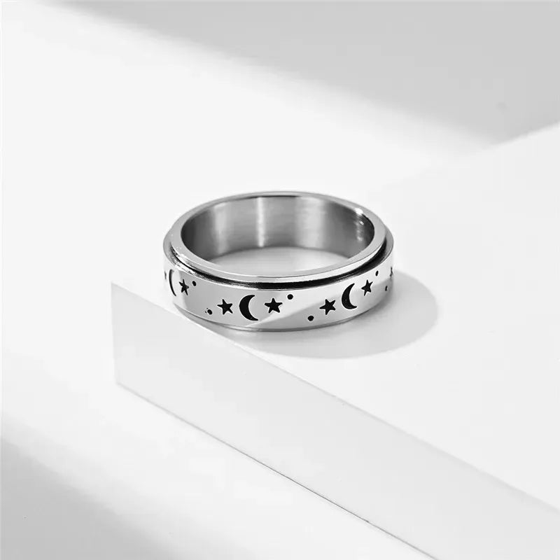 Moon and Star Anxiety Ring