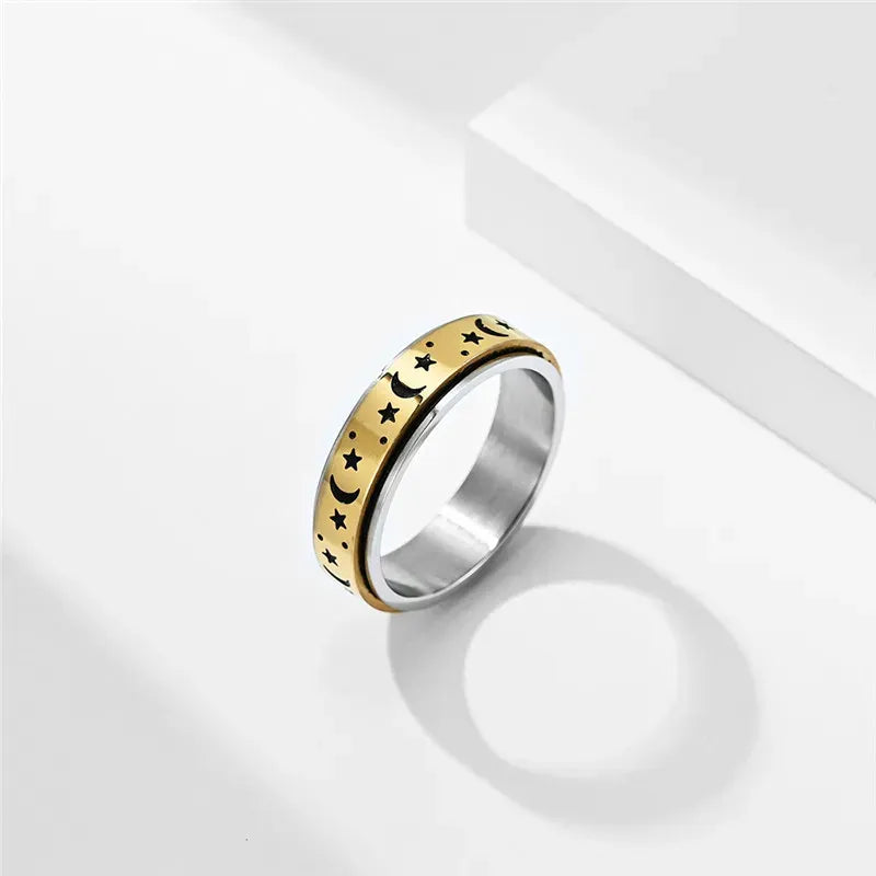 Moon and Star Anxiety Ring