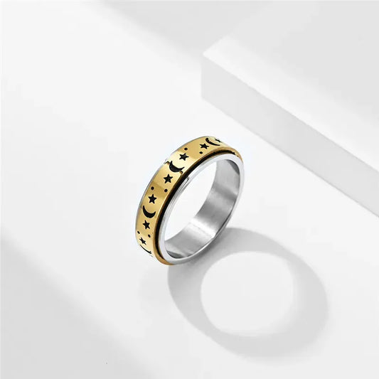 Moon and Star Anxiety Ring